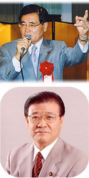 国民新党：亀井静香代表代行（上）と共産党：市田忠義書記局長（下）